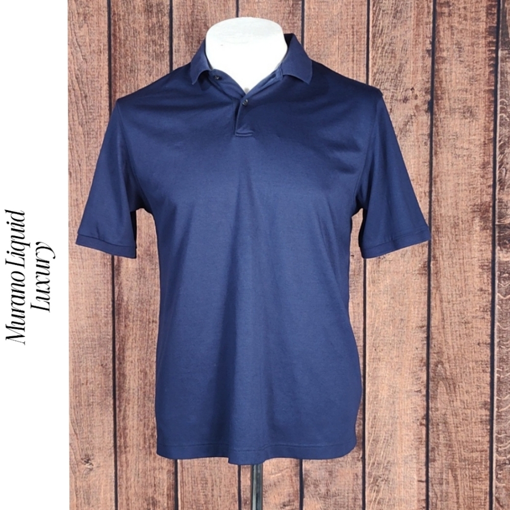 Murano Mens Liquid Luxury Blue Cotton Polo Shirt Excellent Condition